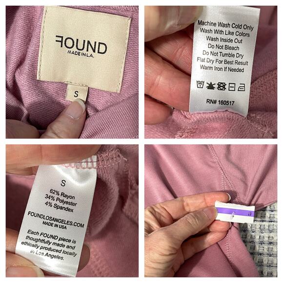 Found Los Angeles Pink Sweatshirt NEW Womens Sz S Raglan Sleeves Hi-Lo Split Hem - Picture 6 of 7